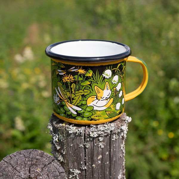 Kitten Trail Enamel Mug